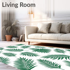 Green Palm Frond Tropical Pattern Rug