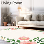 Pink Floral Vines With Gold Accents Rug