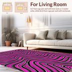 Vivid Pink Abstract Wave Pattern Rug