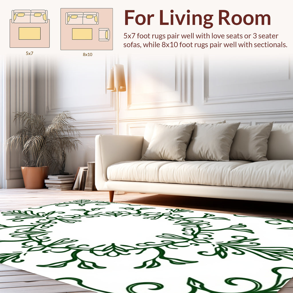 Organic Vine Scroll Pattern Rug