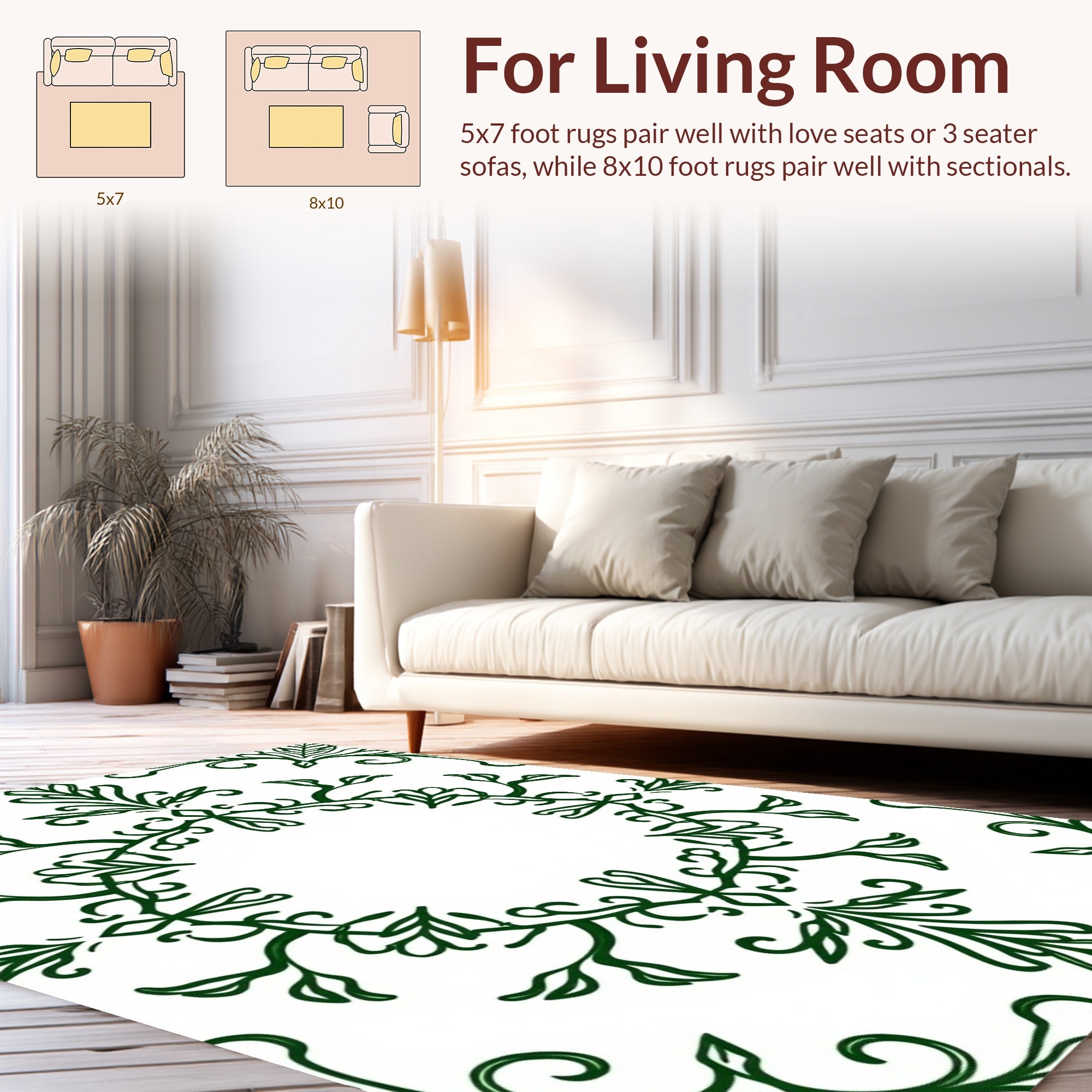 Organic Vine Scroll Pattern Rug