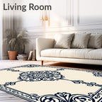 Ornate Floral Border Design Rug