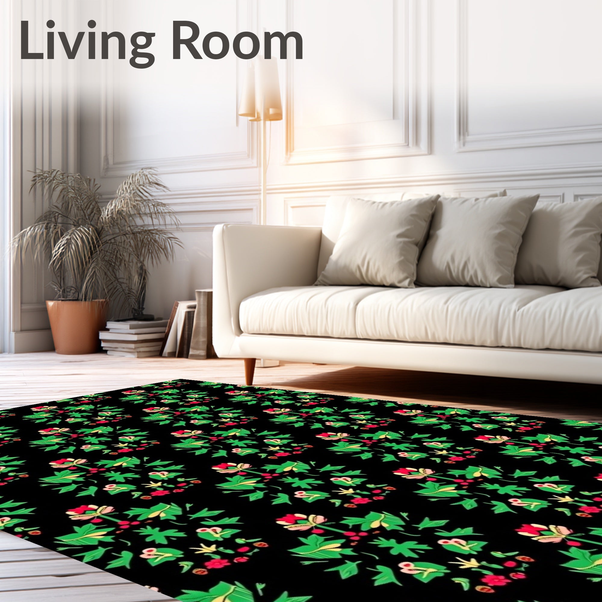 Floral Medallion Dark Pattern Design Rug