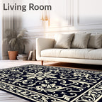 Classic Floral Scrollwork Damask Design Rug