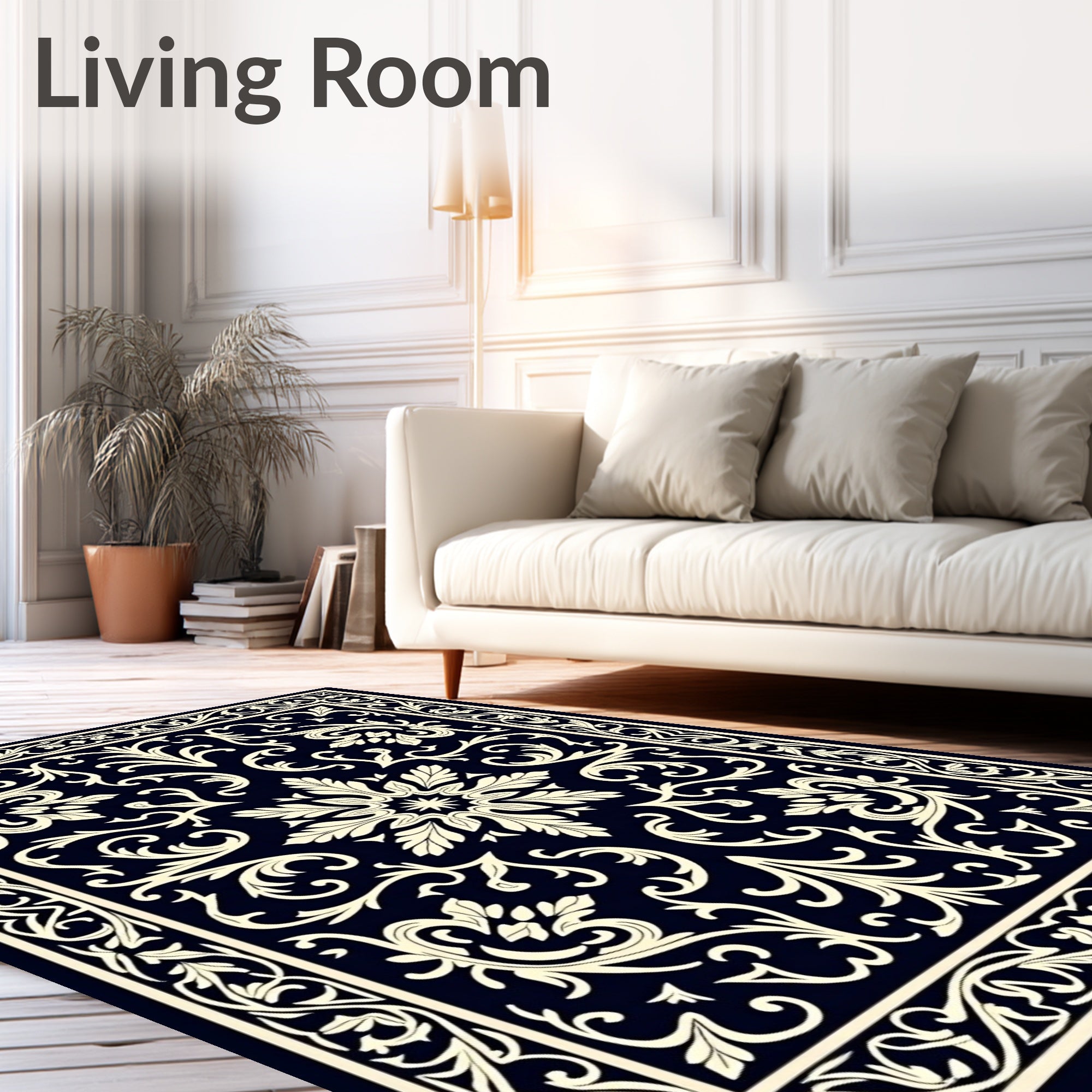 Classic Floral Scrollwork Damask Design Rug