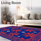 Red Floral Snowflakes Vintage Design Rug