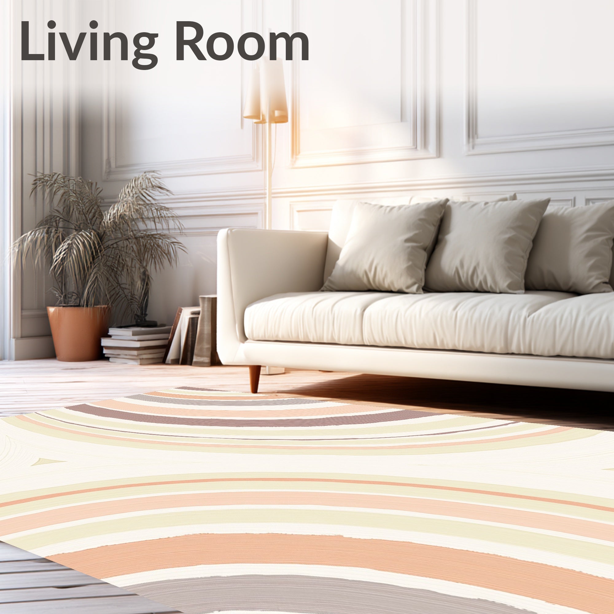 Abstract Arc Pattern Neutral Tones Rug