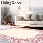 Elegant Pink Scrollwork Pattern Rug