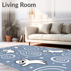 Playful Ghost Star Swirl Pattern Rug