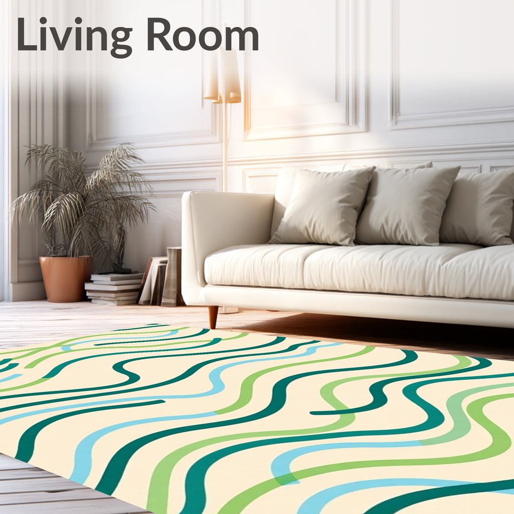 Abstract Wavy Line Pattern Rug