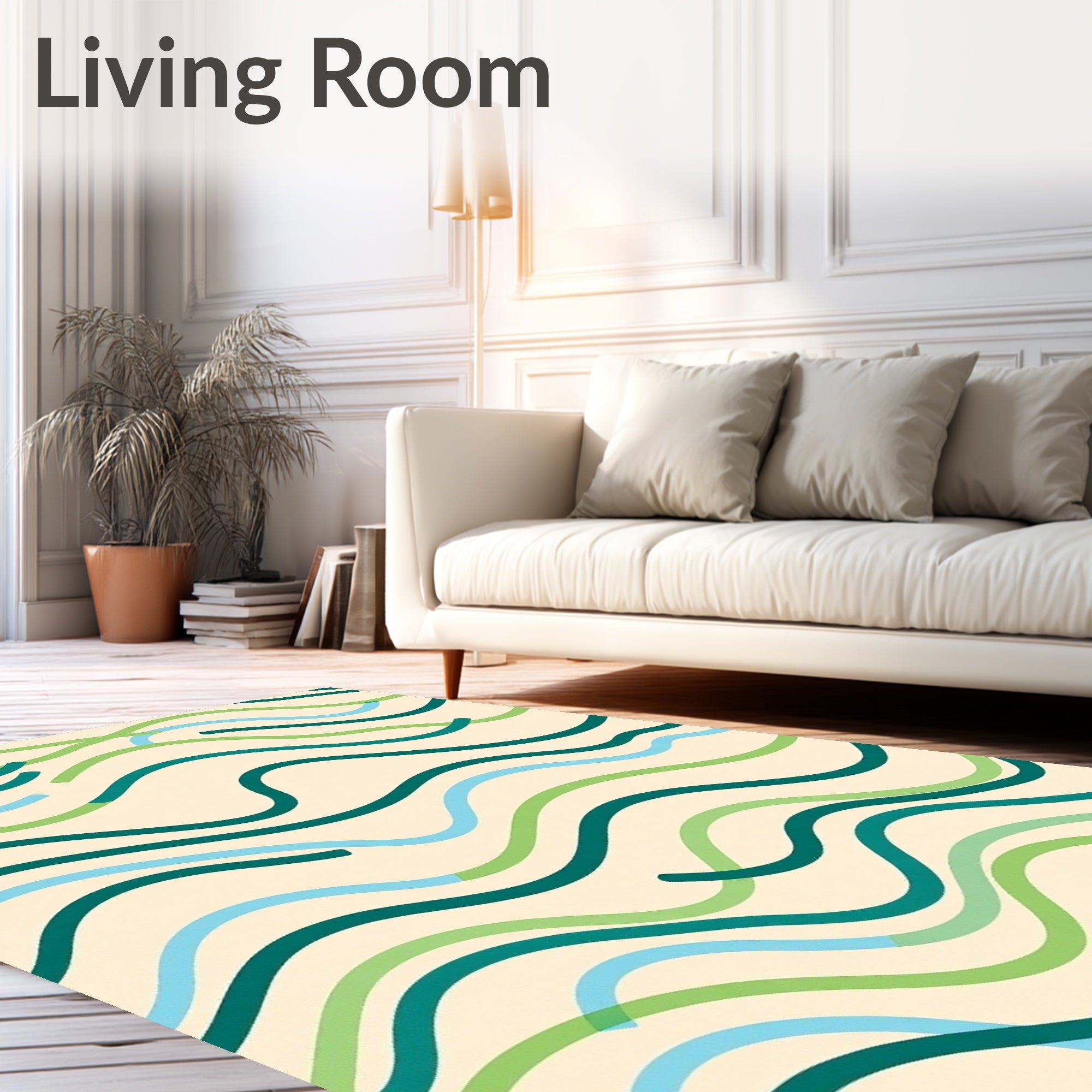 Abstract Wavy Line Pattern Rug