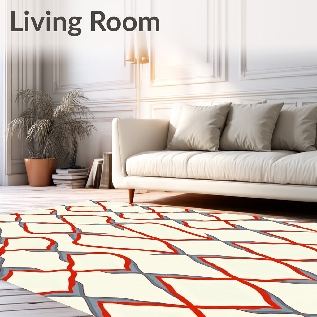 Crimson Slate Lattice Pattern Rug