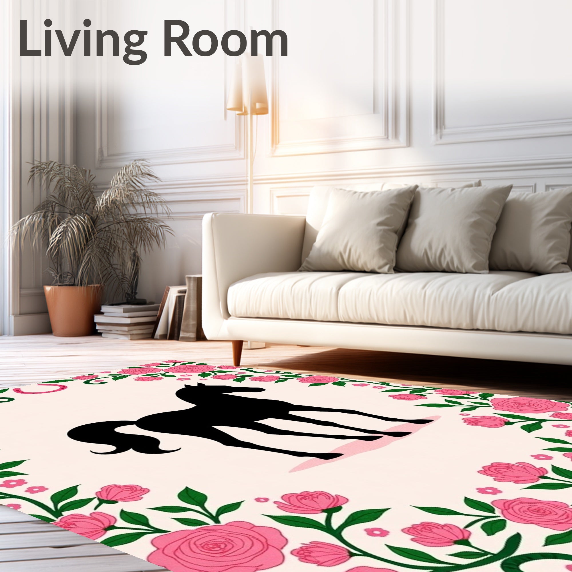 Pink Rose Floral Silhouette Horse Rug