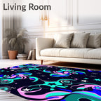 Cosmic Swirls Pink Aqua Blue Night Rug