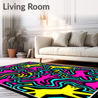 Abstract Whimsical Feline Shapes Pattern Rug