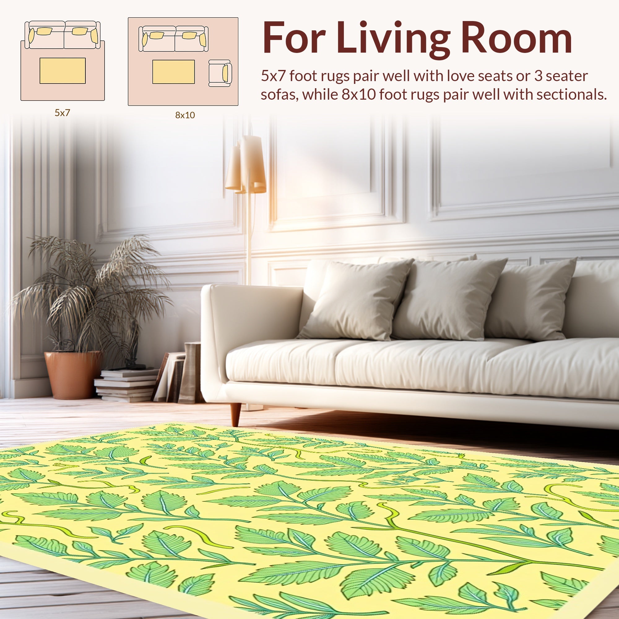 Enchanting Botanical Leaf Pattern Rug