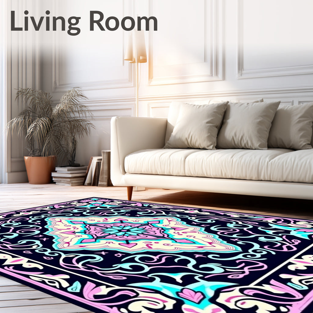 Ornate Floral Geometric Mandala Design Rug