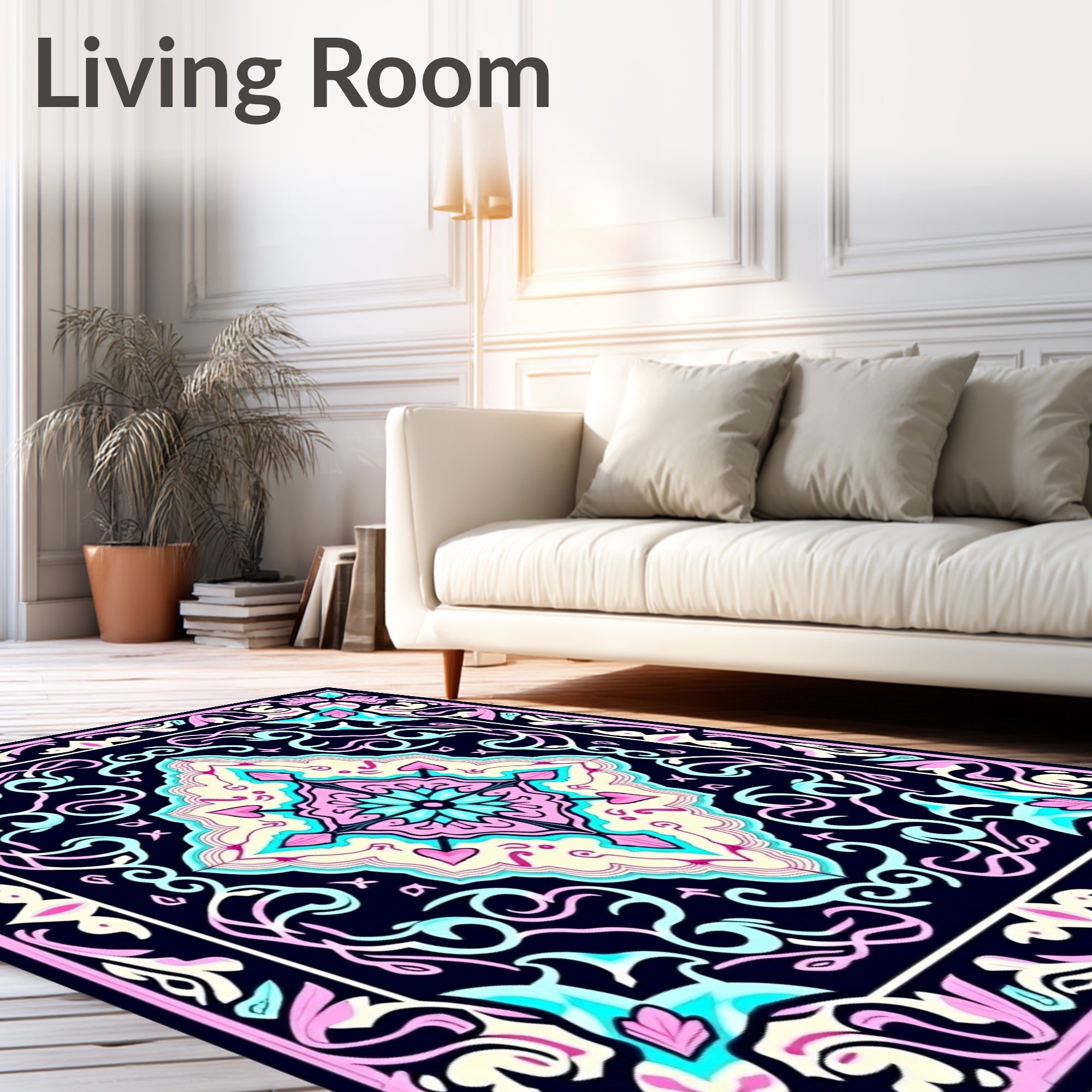 Ornate Floral Geometric Mandala Design Rug