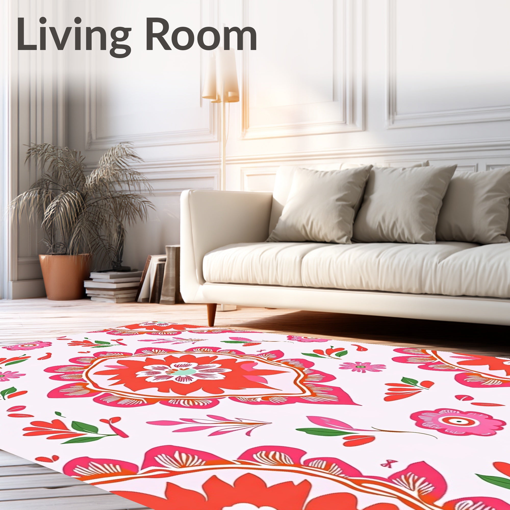 Vibrant Floral Mandala Pattern Rug