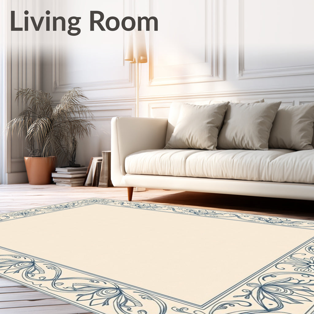 Classic Floral Swirl Frame Design Rug