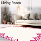 Geometric Red Border Pattern Rug