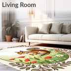 Whimsical Squirrel Floral Vintage Garden Rug