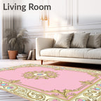 Ornate Floral Pink Gold Rug
