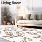 Brown Leafy Branch Pattern Rug