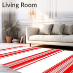 Red And White Stripe Pattern Rug