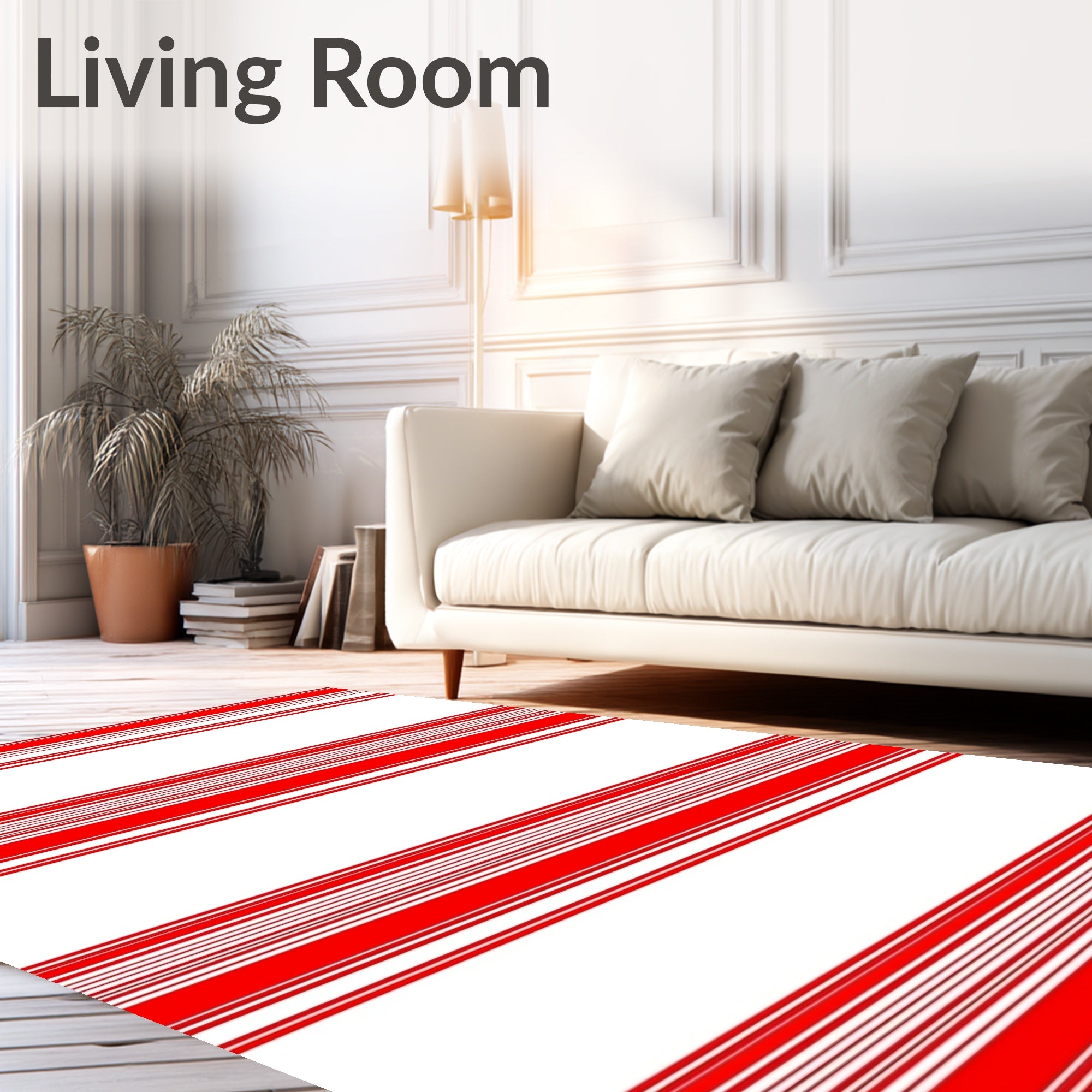 Red And White Stripe Pattern Rug