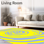 Vibrant Swirl Yellow Blue Abstract Rug