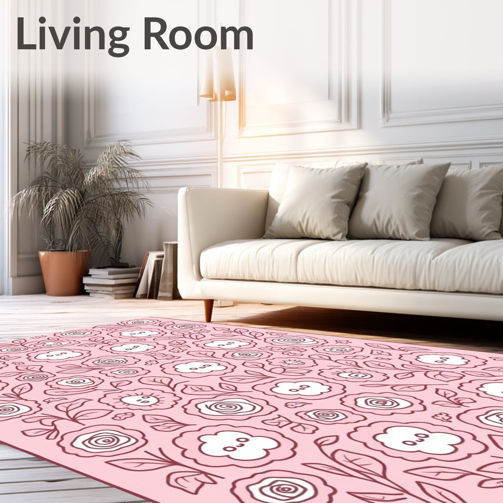 Cute Kawaii Floral Pattern Design Rug