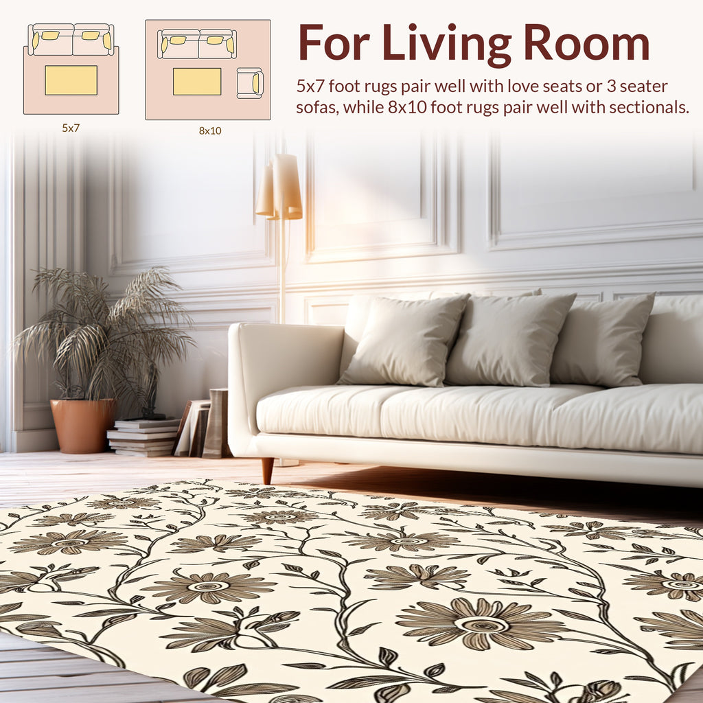 Delicate Daisy Vine Pattern Rug