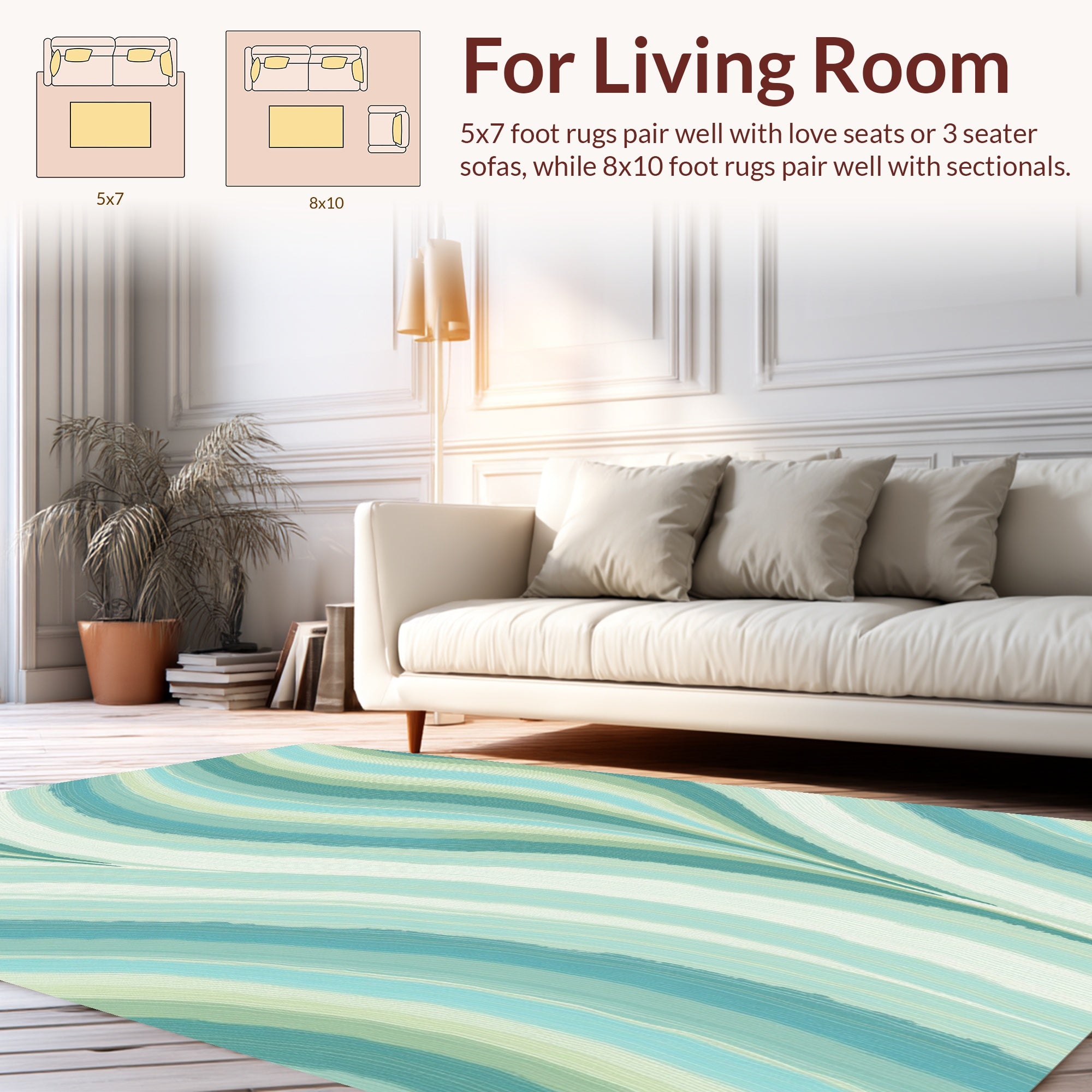 Ocean Wave Striped Pattern Rug
