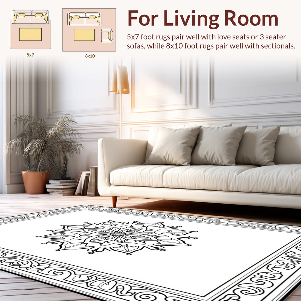 Ornate Floral Mandala Pattern Rug