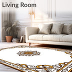 Ornate Brown and Gold Mandala Border Rug