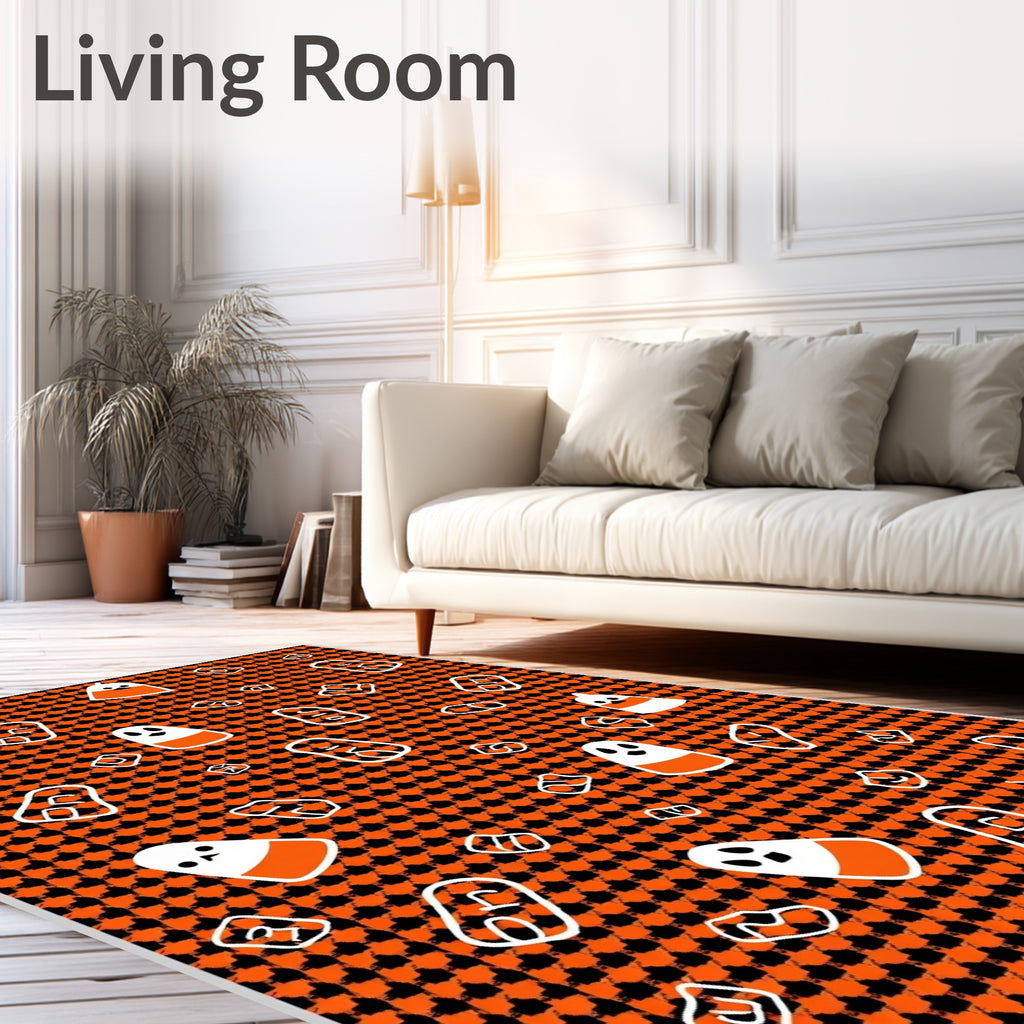 Spooky Candy Corn Ghosts Pattern Rug
