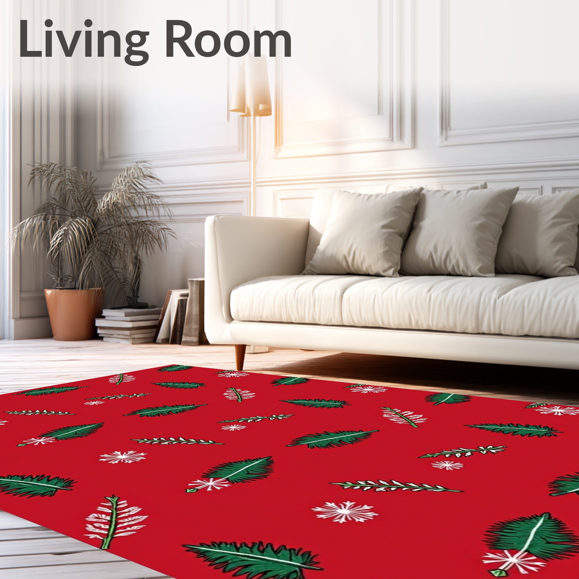 Red Evergreen Snow Cluster Rug