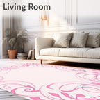 Pink Floral Swirls Design Rug