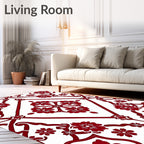 Rich Red Floral Classic Pattern Rug