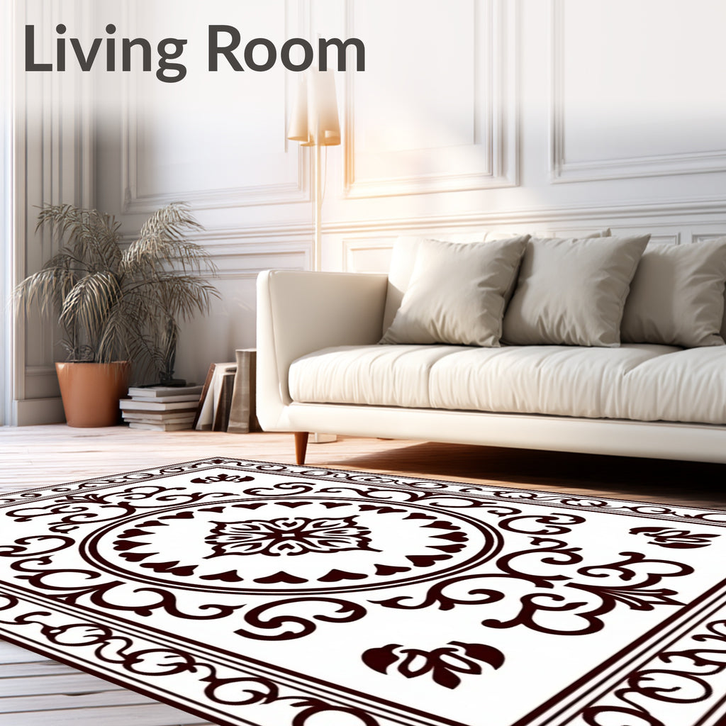 Classic Swirls Heart Detailed Design Rug