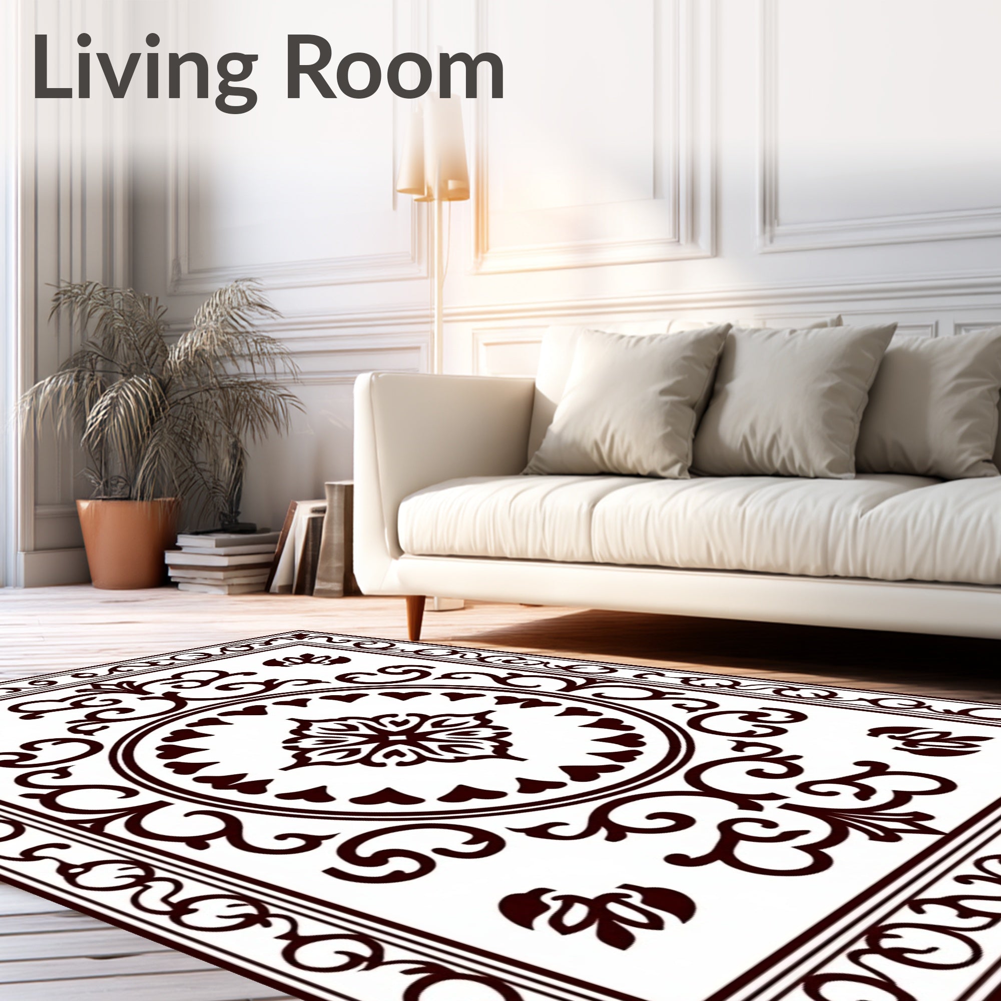 Classic Swirls Heart Detailed Design Rug