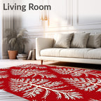 Red White Tree Pattern Design Rug