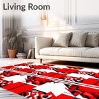 Bold Red And Black Geometric Pattern Rug