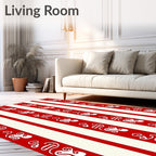 Striking Red Ivory Vertical Stripe Design Rug