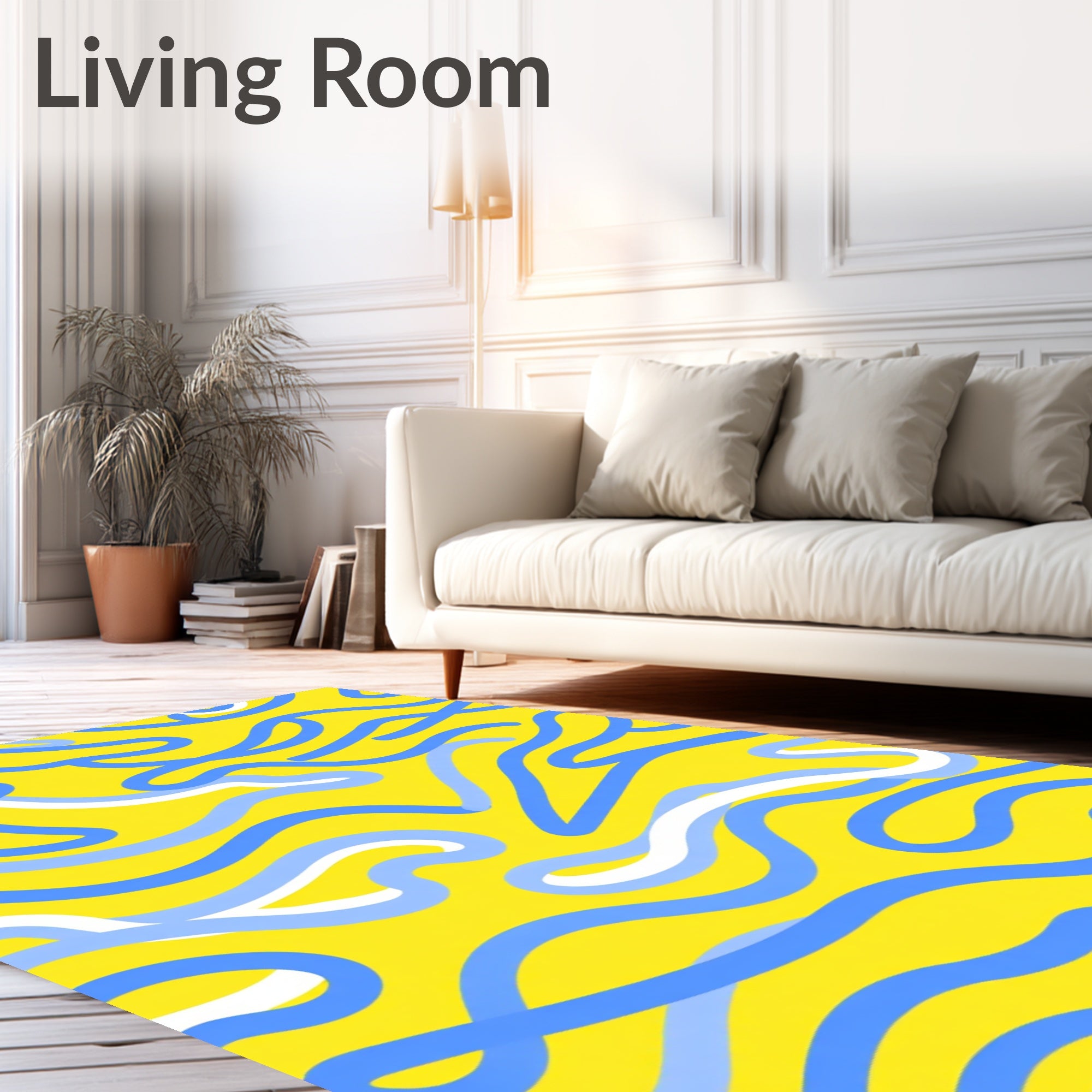 Bold Blue And White Flowing Lines Rug