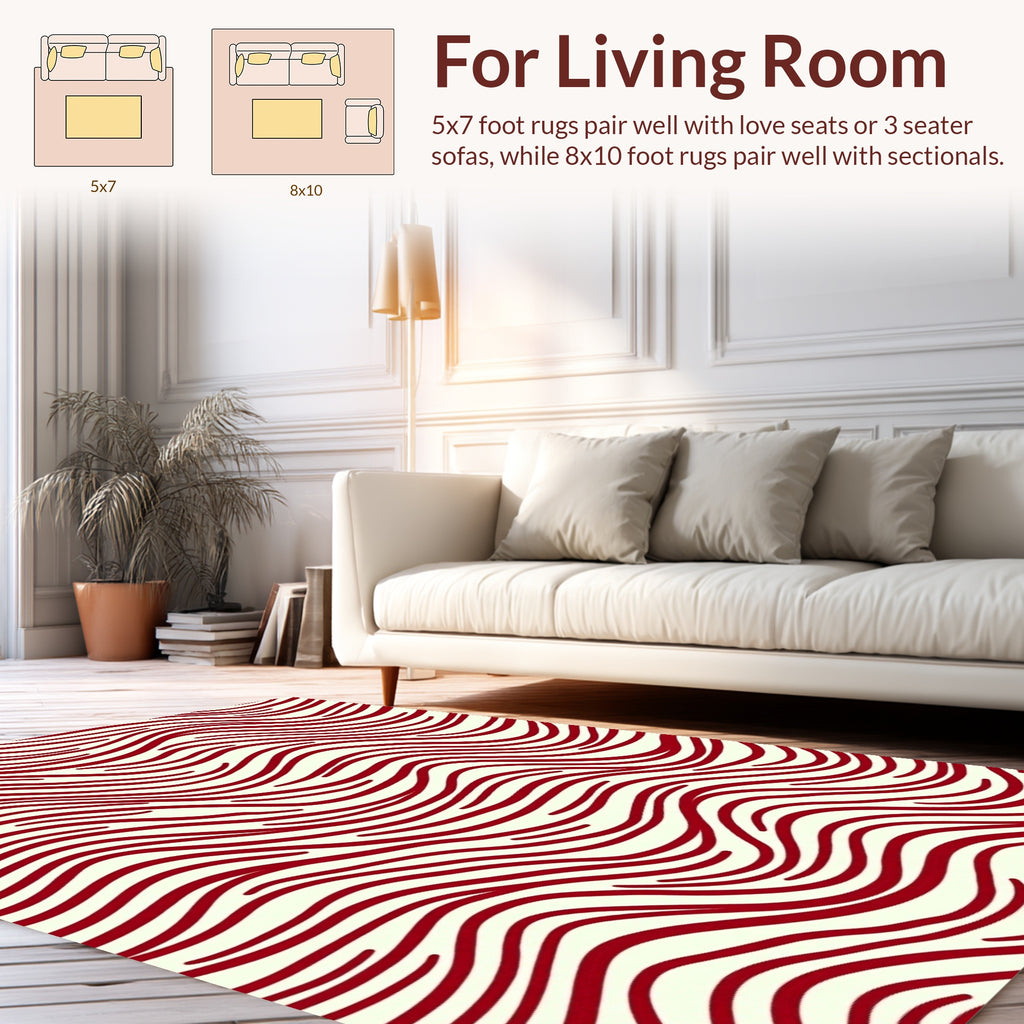 Crimson Wave Pattern Design Rug