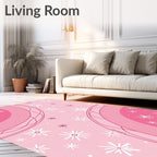 Pink Floral Starburst Abstract Design Rug