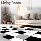 Monochromatic Checkered Grid Pattern Rug