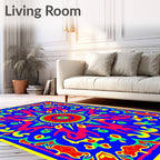 Vibrant Sun Mandala Inspired Abstract Design Rug